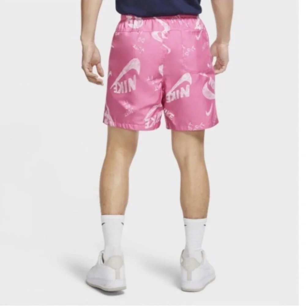 Nike Men's NSW Woven Flow Swoosh All Over Print Gym Swim Shorts Pink Sz XXL